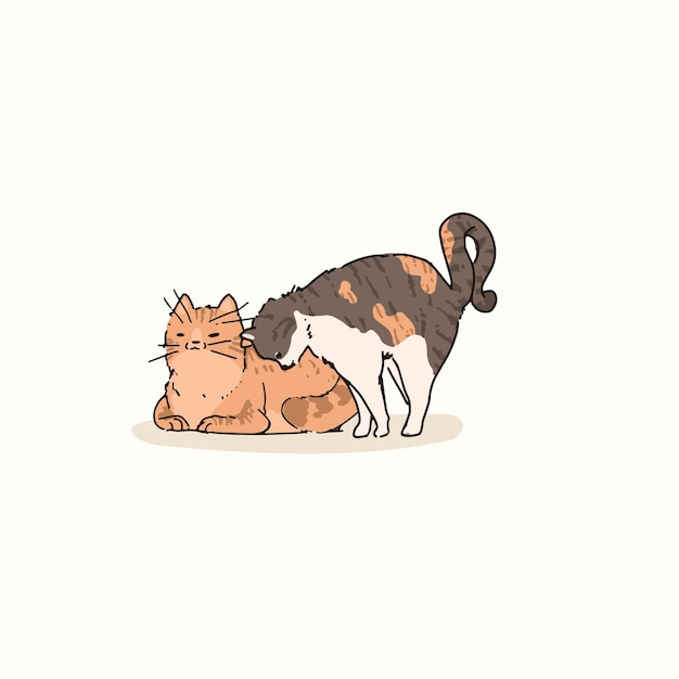 Free Vector domestic shorthair cats doodle element