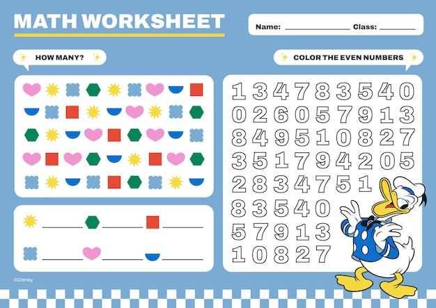 Donald Duck Math Worksheet