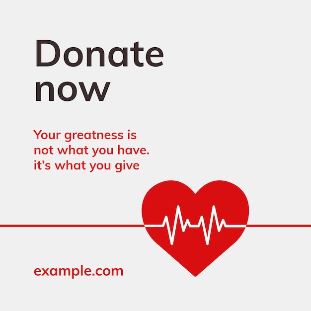 Free Vector donate now charity template vector blood donation campaign social media ad in minimal style