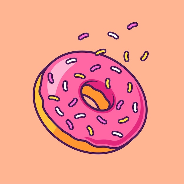 Free vector donut floating cartoon vector icon illustration food object icon isolated flat vector