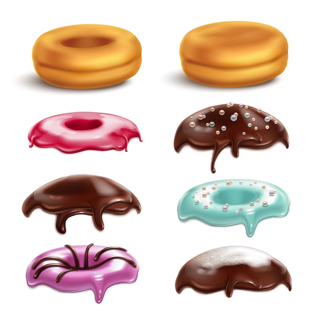 Free Vector donut toppings realistic set