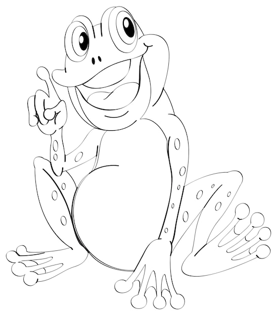 Doodle animal outline of happy frog