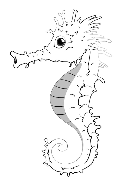 Free Vector doodle animal for seahorse