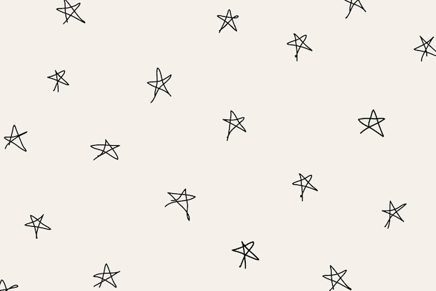 Doodle background, star pattern ink design vector