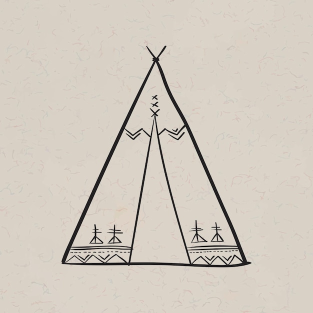 Free Vector doodle bohemian tipi symbol vector illustration