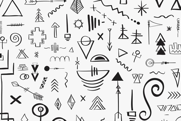 Doodle boho sketch pattern vector background