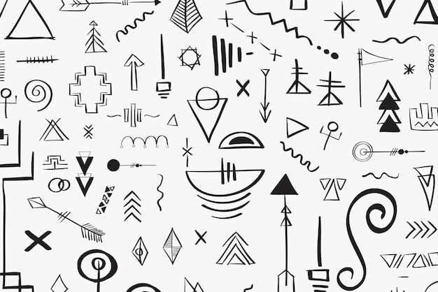 Doodle boho sketch pattern vector background