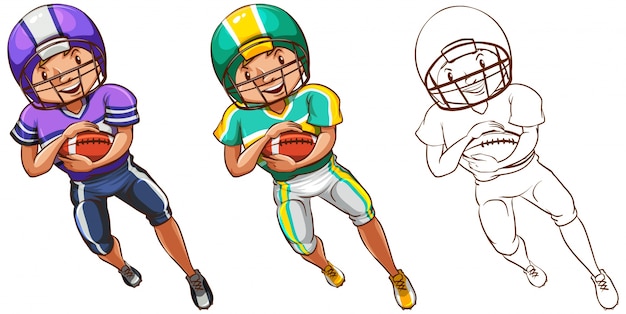 Doodle character for american football player illustration