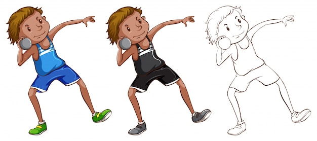 Free Vector doodle character for man doing shotput illustration