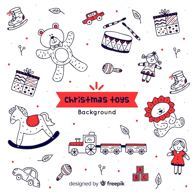 Free vector doodle christmas toys background