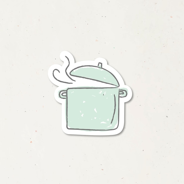 Doodle cooking pot sticker vector