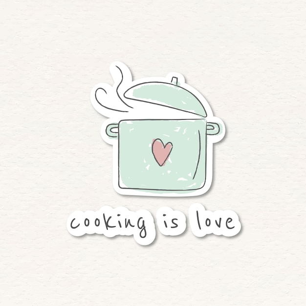 Free Vector doodle cooking pot sticker