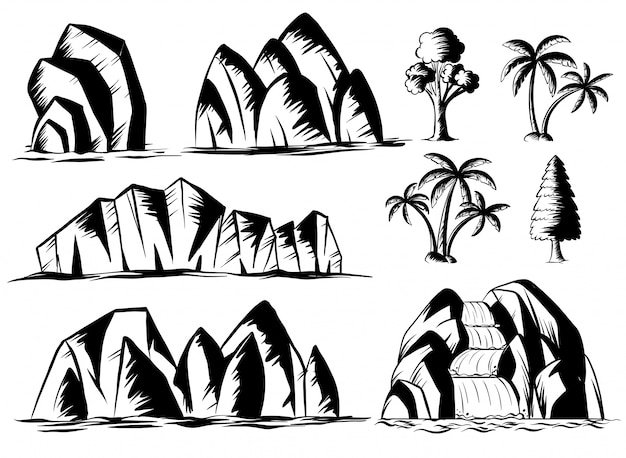 Doodle design for mountains and trees