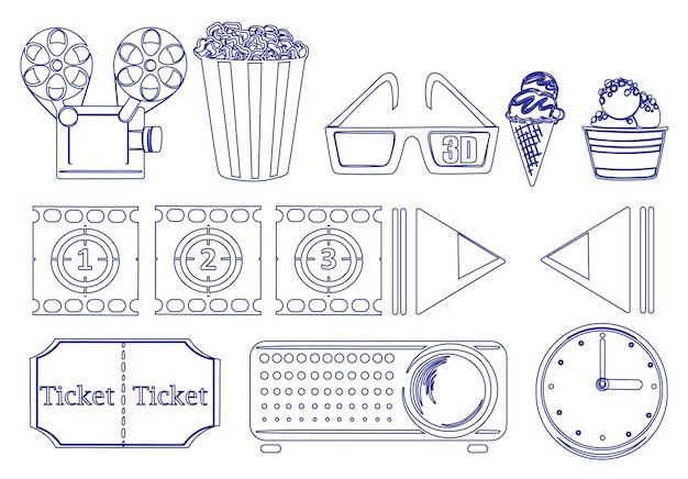 Free Vector doodle design of the things for movie marathon