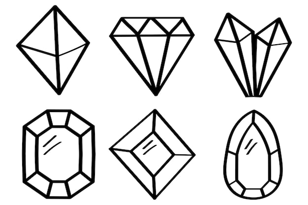 Free Vector doodle diamonds and gems collection