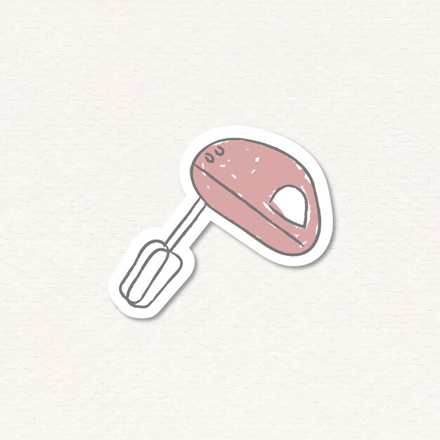 Free Vector doodle electric hand mixer sticker vector