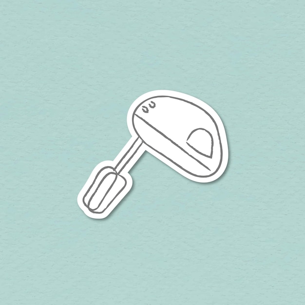 Free Vector doodle electric hand mixer sticker vector