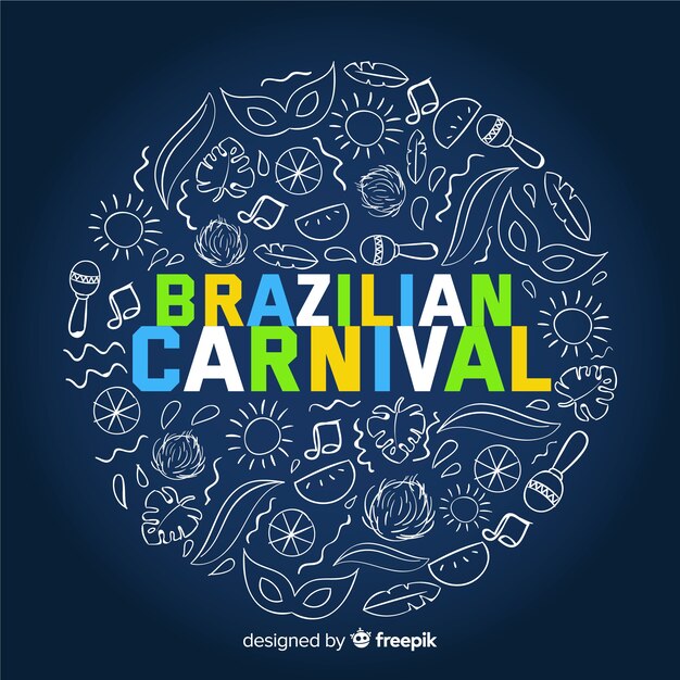 Doodle elements brazilian carnival background