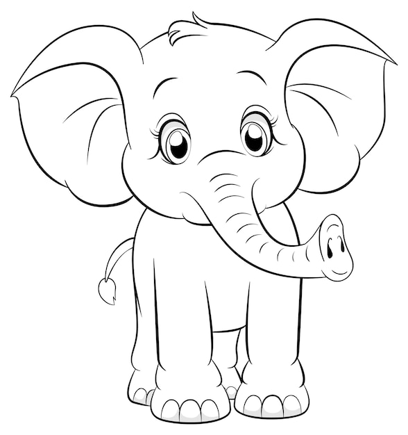 Doodle elephant outline simple cartoon