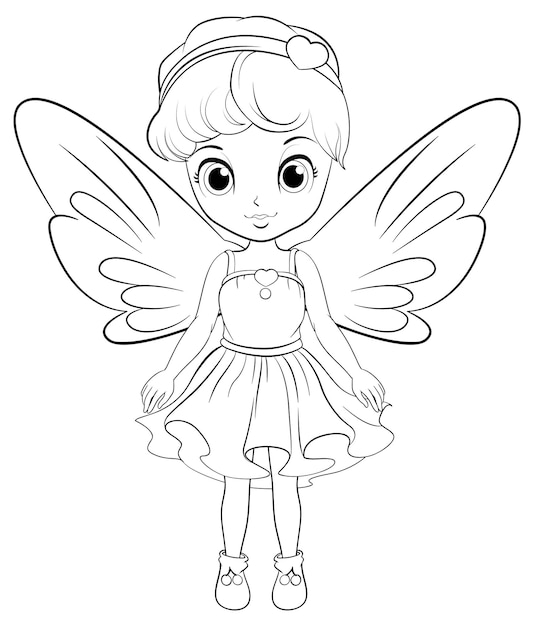 Doodle fairy outline cartoon