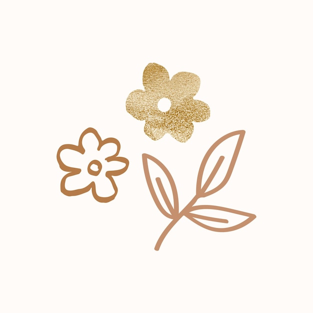 Doodle flower in gold