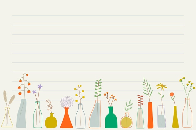 Free Vector doodle flowers in vases note paper