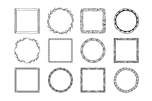 Doodle frame decoration hand drawn pack