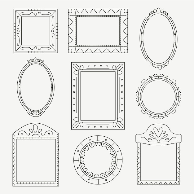 Free Vector doodle frame set hand drawn style