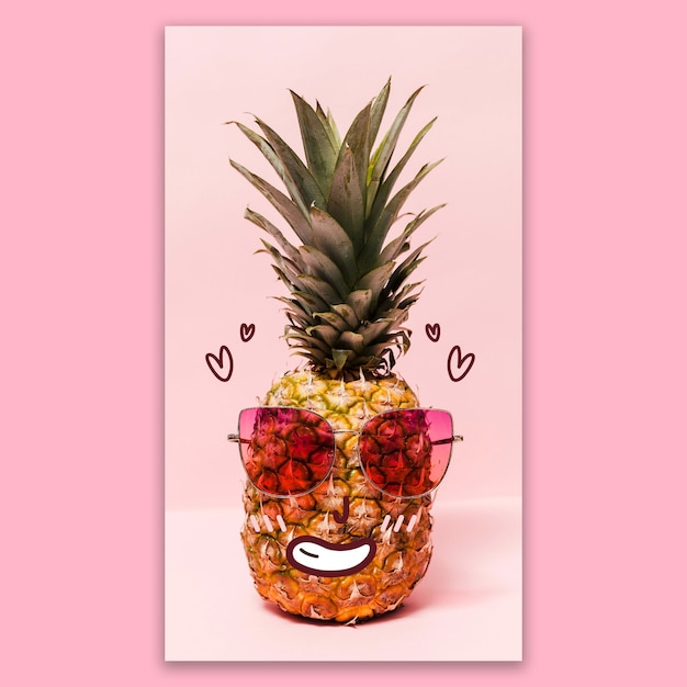 Free vector doodle funny pineapple mobile wallpaper