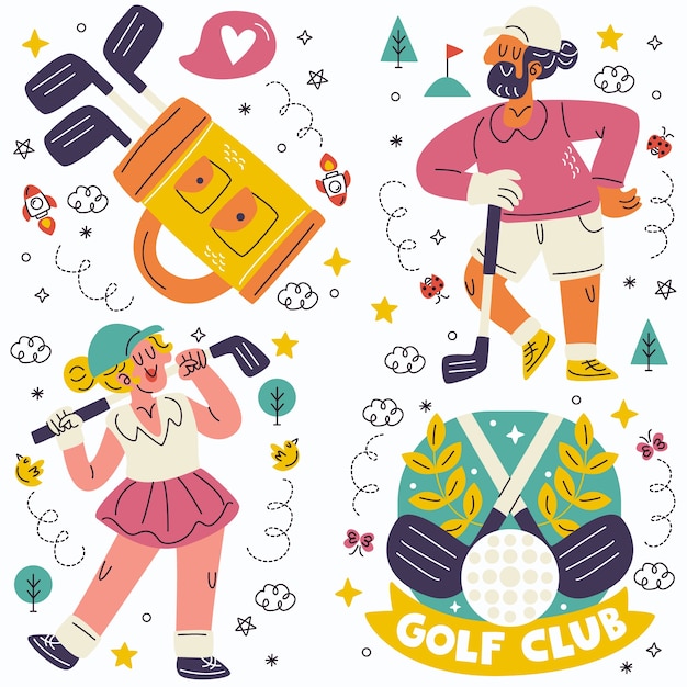 Doodle golf stickers collection