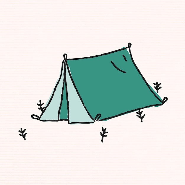 Free Vector doodle green tent on a campsite vector