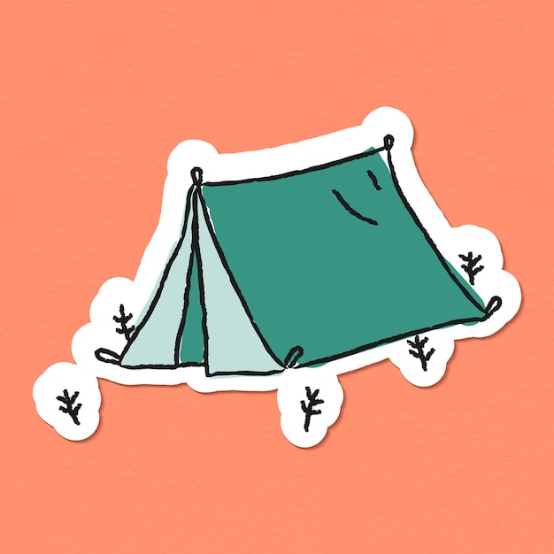 Free Vector doodle green tent sticker vector