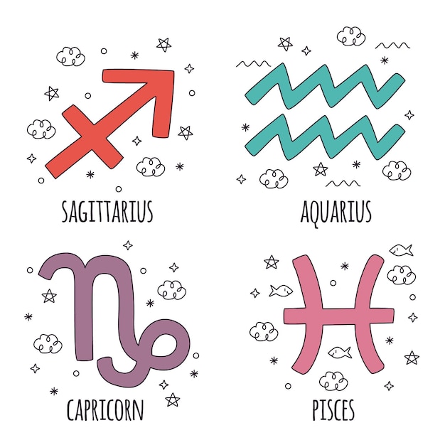 Free vector doodle hand drawn astrological sign sticker