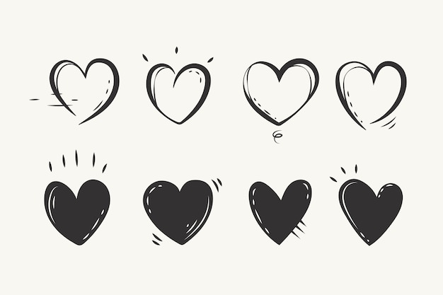 Free Vector doodle hand drawn heart drawing illustrations