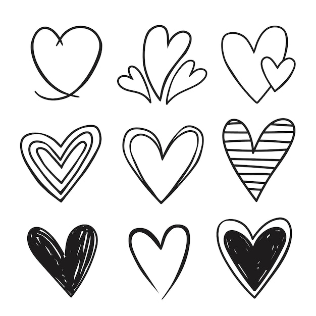 Free Vector doodle hand drawn heart drawing illustrations