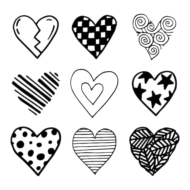 Free Vector doodle hand drawn heart drawings collection