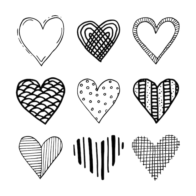 Free Vector doodle hand drawn heart drawings collection