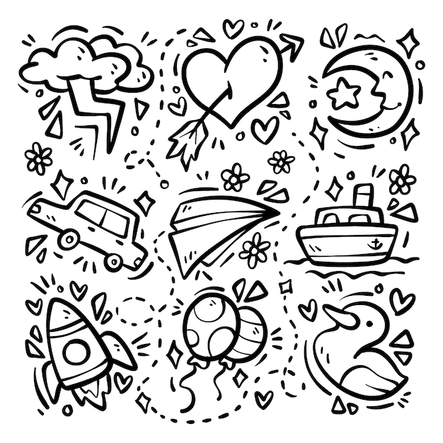 Free Vector doodle hand drawn miscellaneous drawings collection