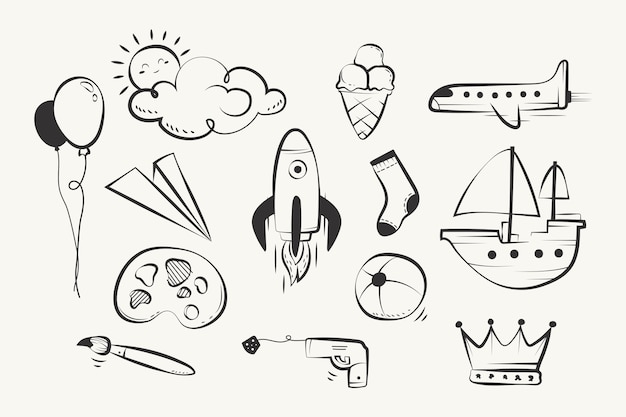 Free Vector doodle hand drawn miscellaneous illustrations