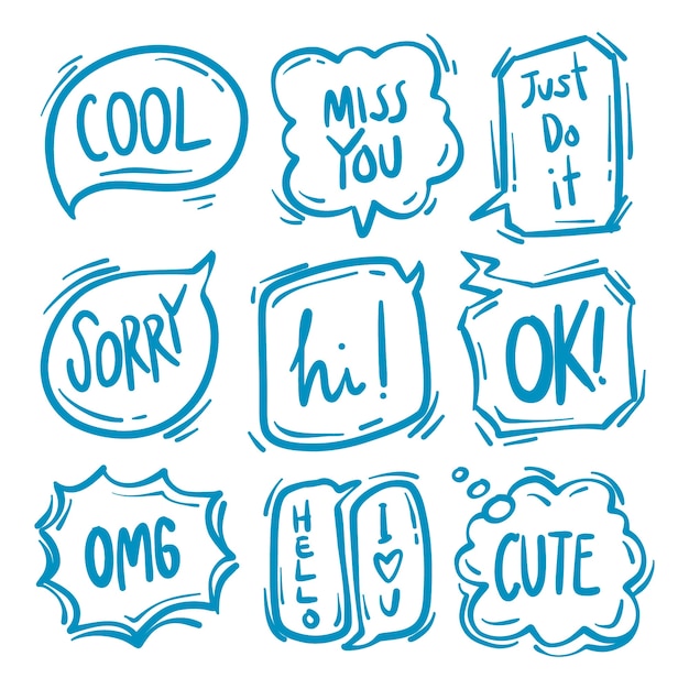 Free Vector doodle hand drawn speech bubble drawings collection