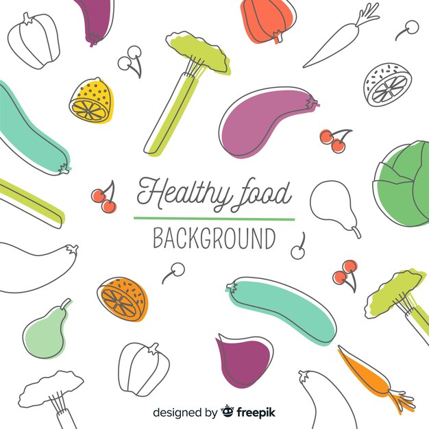 Doodle healthy food background