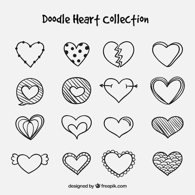 Free vector doodle heart collection