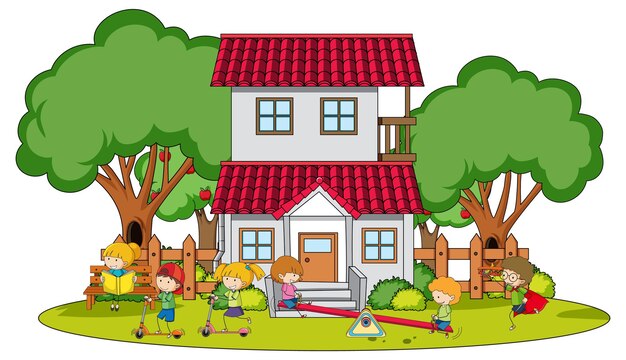 Doodle house cartoon design