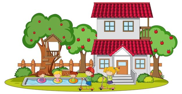 Doodle house cartoon design