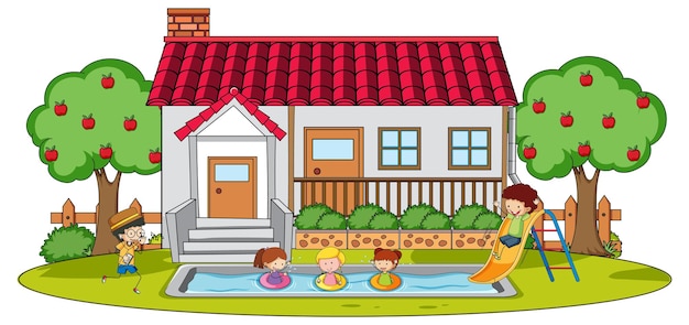 Doodle house cartoon design