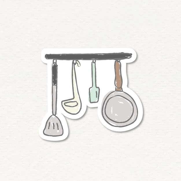 Free Vector doodle kitchenware equipment sticker vector