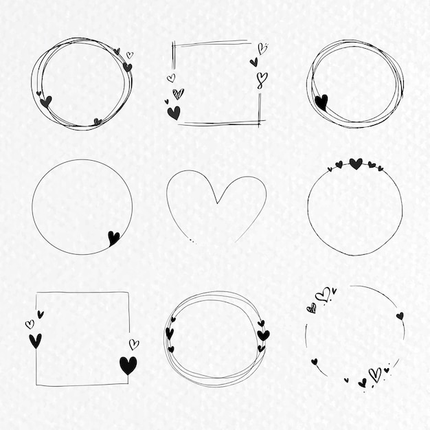 Free vector doodle love frame collection