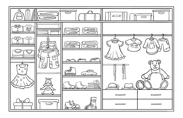 Doodle Monochrome Children Wardrobe Concept