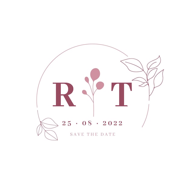 Free Vector doodle monocolor wedding logo