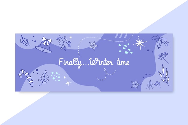 Doodle monocolor winter facebook cover